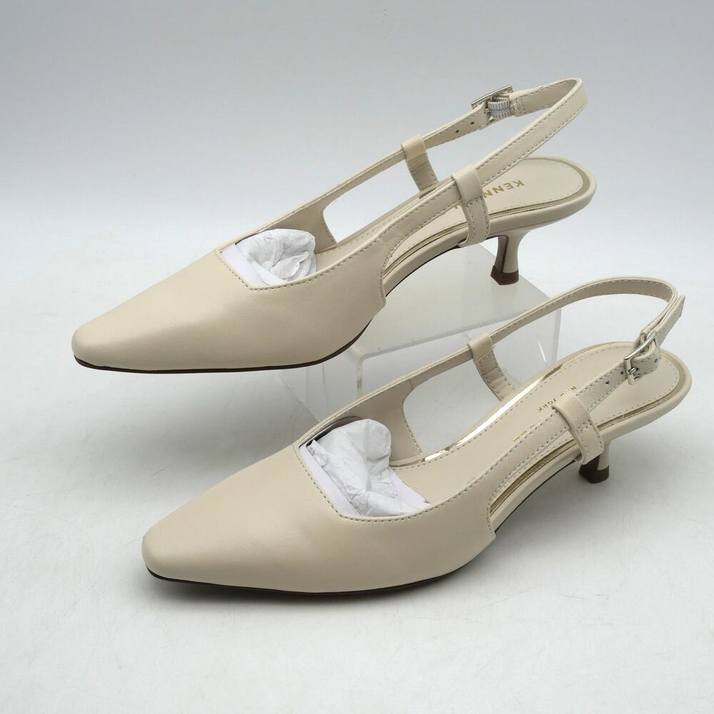 NEW Kenneth Cole Martha Slingback Pumps Heels Women's 5 Tan Beige - Picture 2 of 11